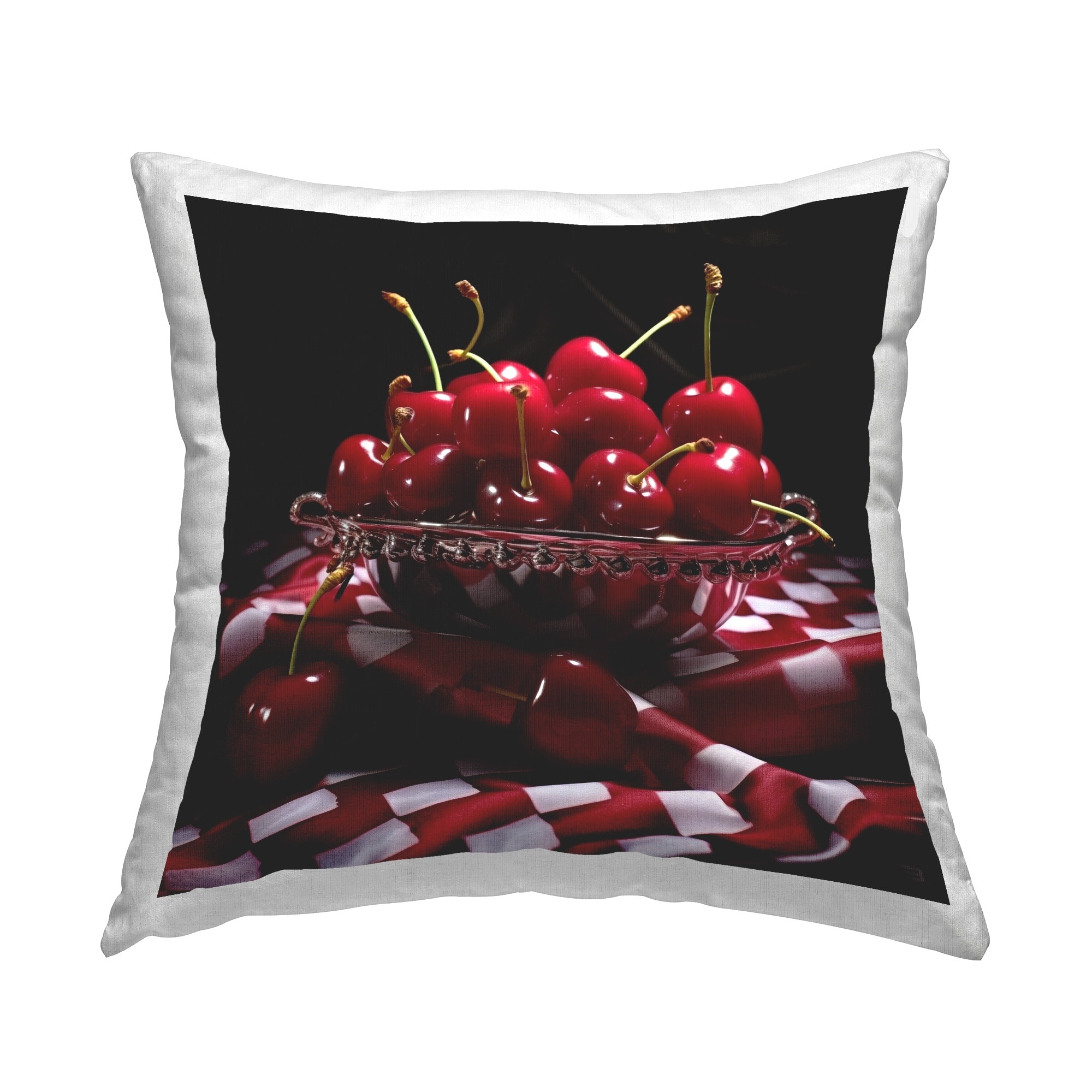 Stupell Cherries on Plaid Decorative Printed Throw Pillow Design by RB