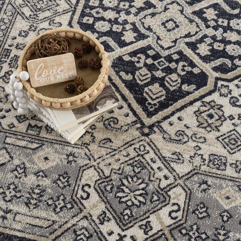 Hauteloom Cabacungan Hallway, Kitchen Machine Washable Runner Rug - Black, Taupe, Peach - 2'7" x 7'3"