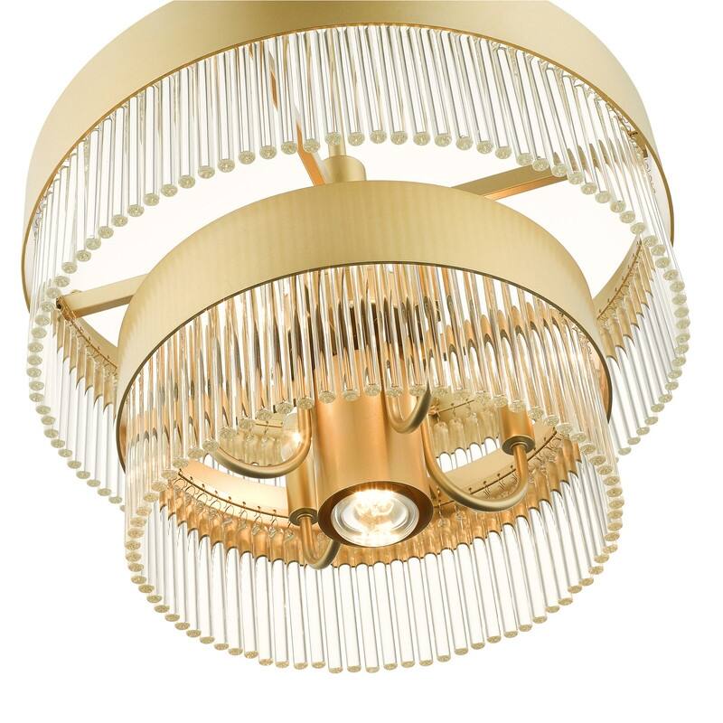 Livex Lighting 5-light Soft Gold Pendant Chandelier, 49824-33 - 20" Dia x 22.75" - 52.75" Adj. H