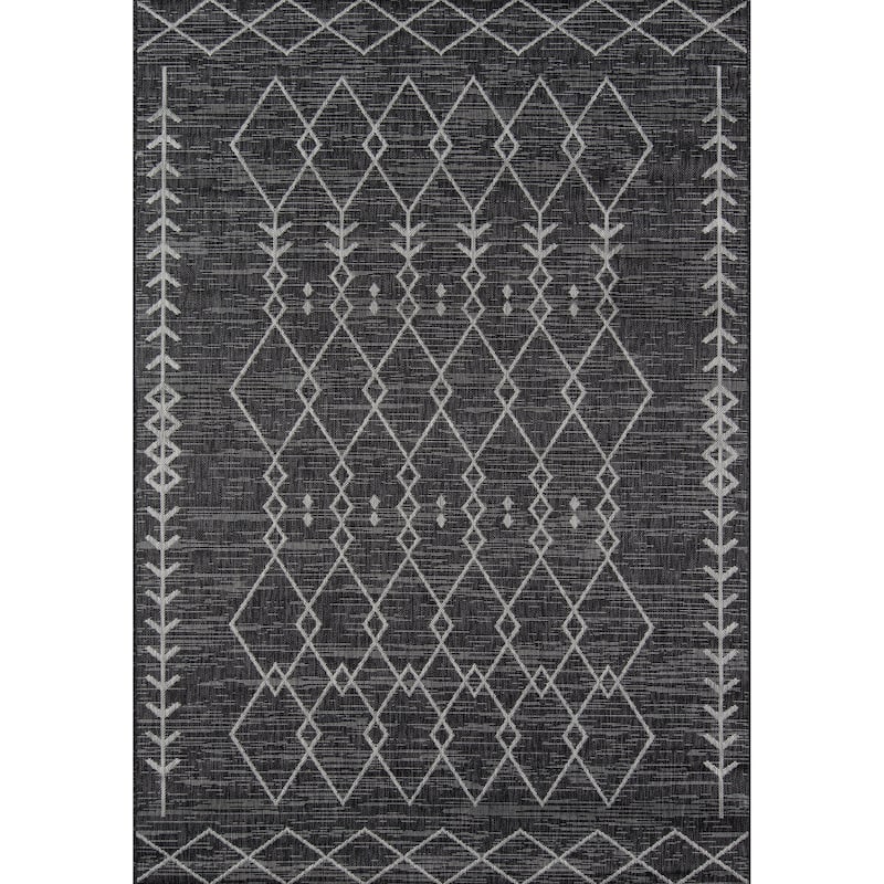 Momeni Villa Geometric Indoor Outdoor Rug - Charcoal - 2' x 3'