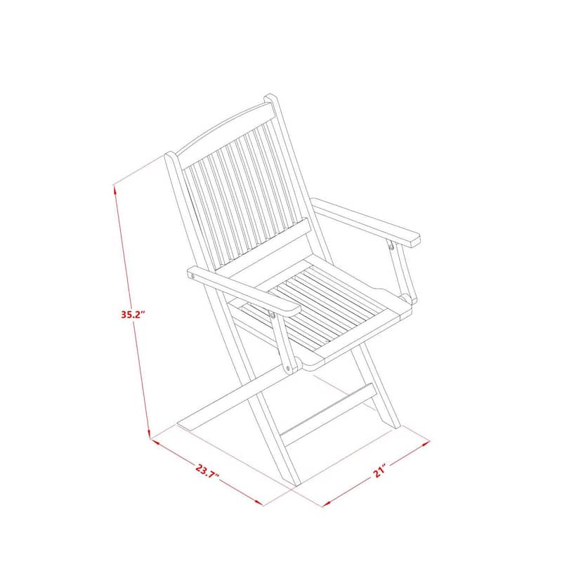 Folding Acacia Wood Armchairs - Set of 2 Outdoor Patio Chairs - 35.2