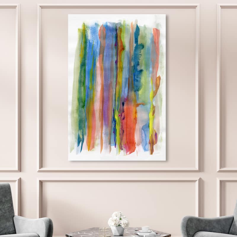 Wynwood Studio Canvas Abstract Rain in the Jungle Blue and Modern & Contemporary Wall Art Canvas Print - 54 x 36