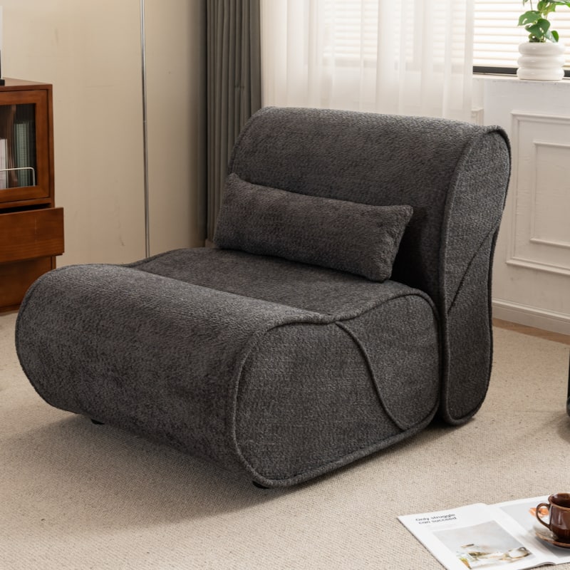 Soft Pellet Velvet Recliner - Comfortable Lounge Chair with Waist Pack Padding, Modern Design
