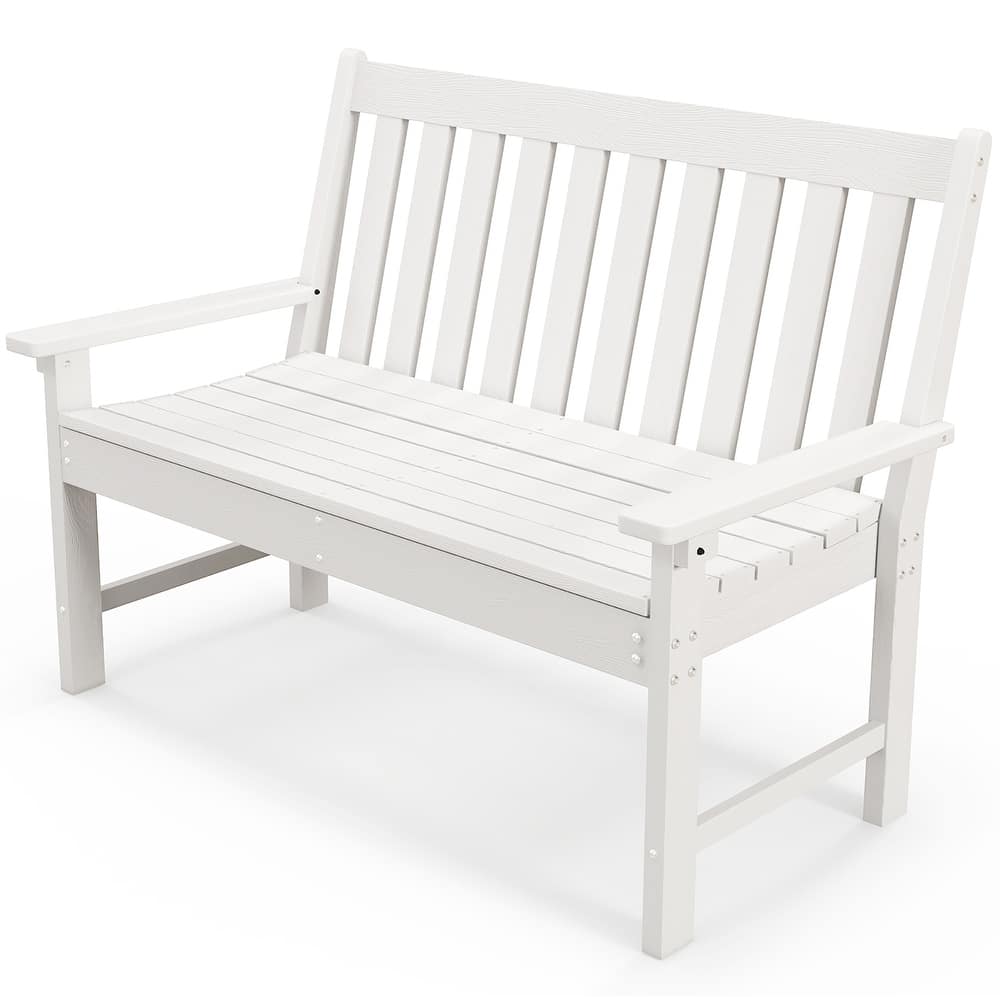 Gymax Garden Bench All-Weather HDPE 2-Person Outdoor Bench for Front