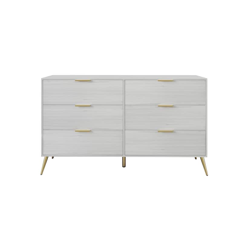 CraftPorch Contemporary 6-Drawers Wooden Dresser - Light Grey