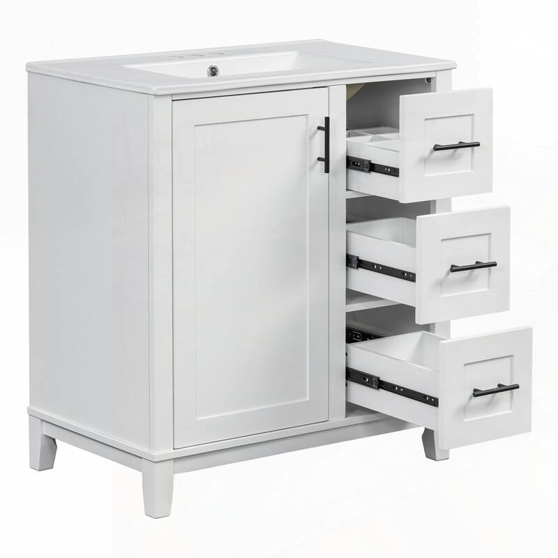 bathroom vanity with ceramic sink