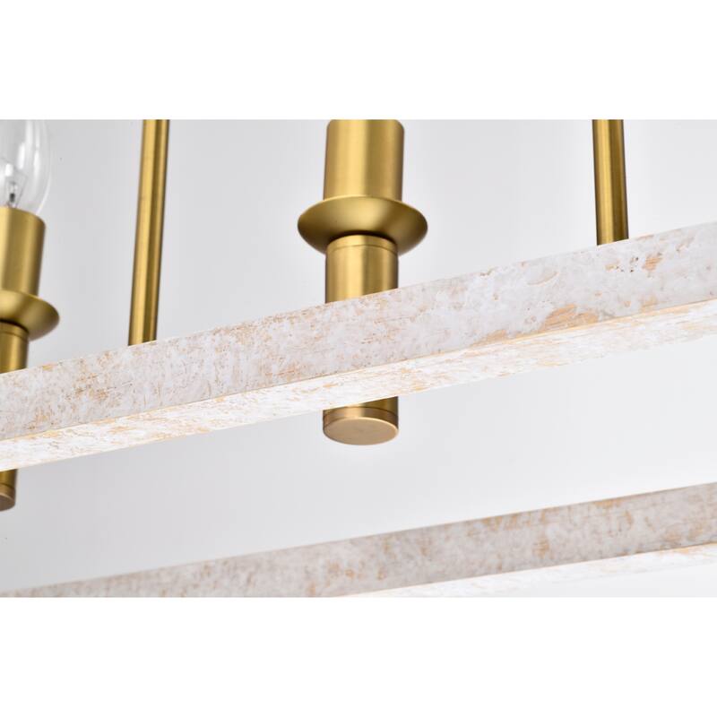 Nermin 39 Inch Modern Kitchen Island Brass Finish Chandelier 5-Light
