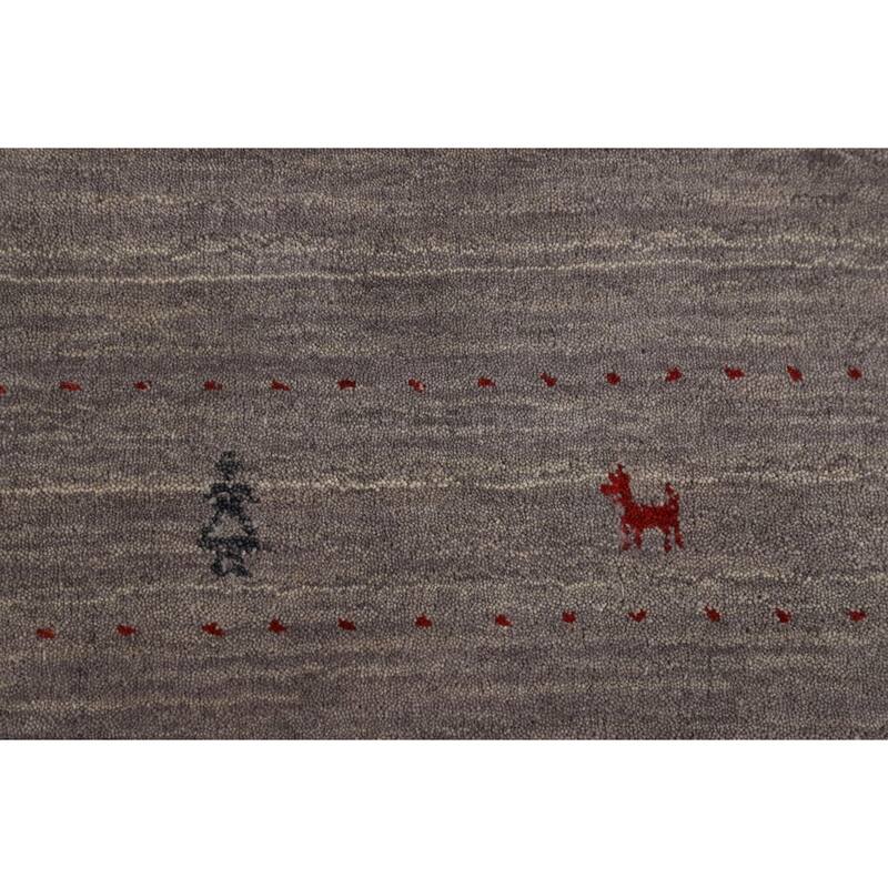 Little Animals Gabbeh Indian Area Rug Hand-Knotted Wool Carpet - 5'1"x 8'0"