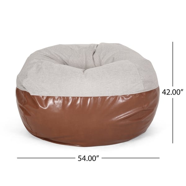 Ohnstad Modern 5 Foot Two Toned Fabric and Faux Leather Bean Bag by ...