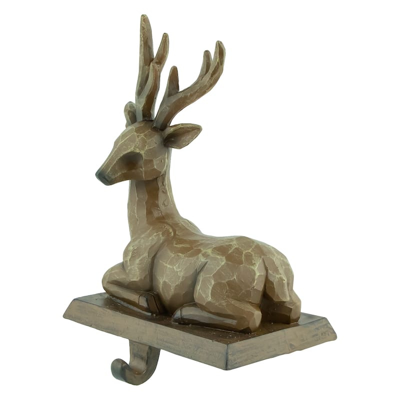 Set of 2 Brown Reindeer Christmas Stocking Holders 7.25"