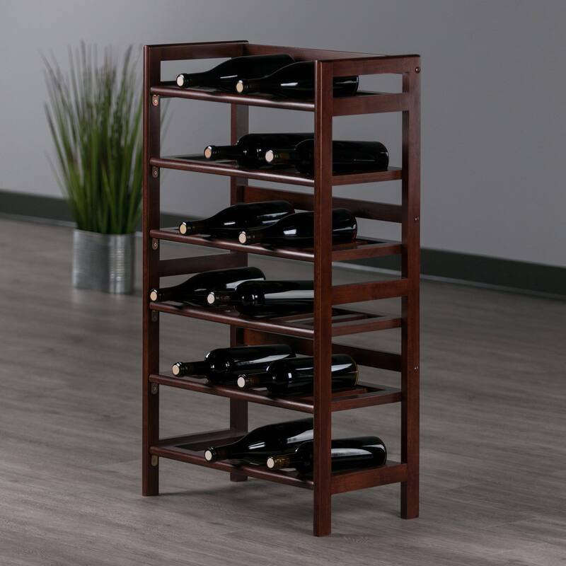Silvi 30-Bottle Wine Rack, Walnut - 21.5 x 11.54 x 38.5 inches