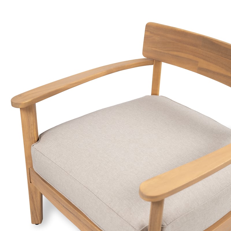 Christopher Knight Home - Mitchell Acacia Wood Club Chair with Seat Cushion