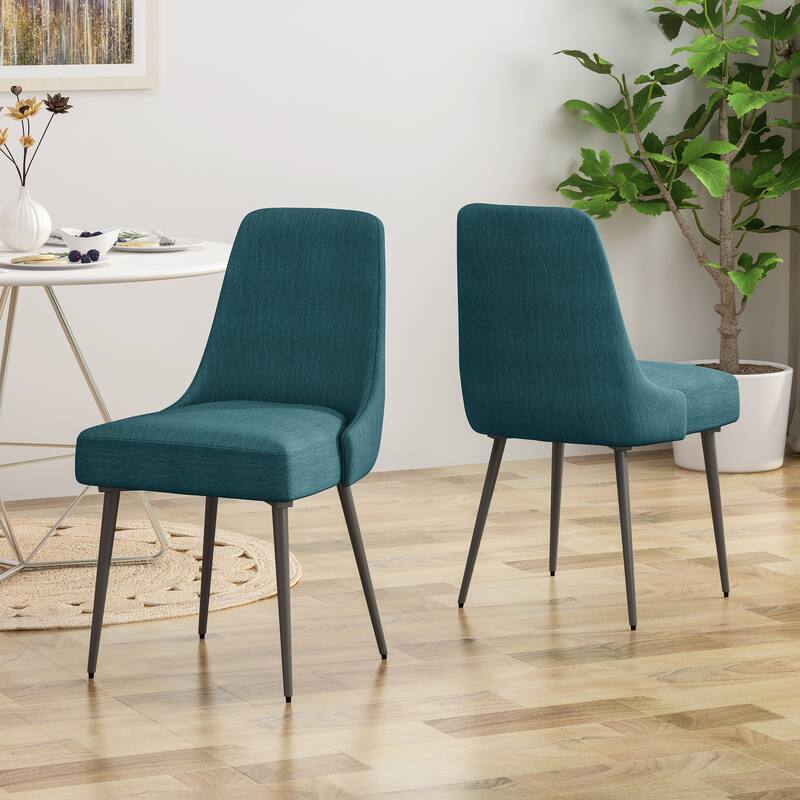 Alnoor Modern Armless Fabric Dining Chairs (Set of 2) by Christopher Knight Home - N/A - Teal + Gun Metal