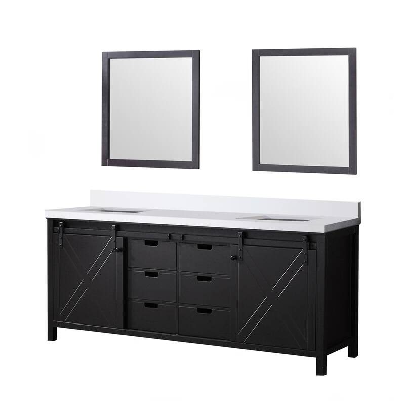 Marsyas 80 in W x 22 in D Brown Double Bath Vanity, Cultured Marble Countertop and 30 in Mirrors