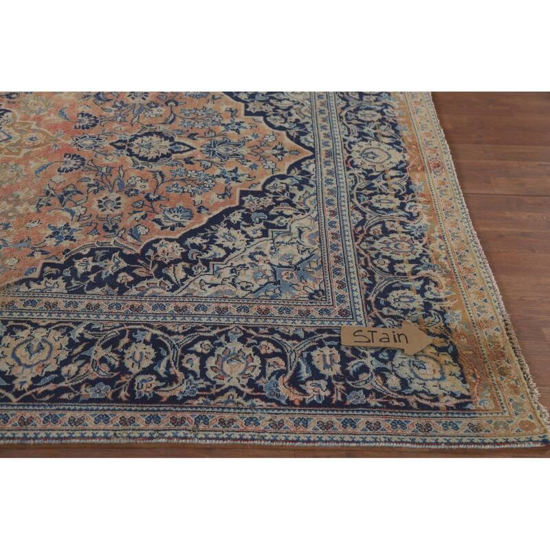 Hand Knotted Oriental 100% Wool Carpet Traditional Floral Oranges & Rust Mashad Area Rug - 9' 11'' X 6' 6''