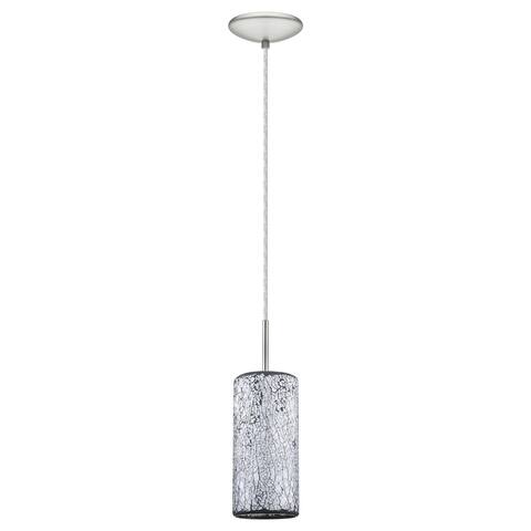 Eglo Croco 1-Light Satin Nickel Mini Pendant with Mosaic Black Glass