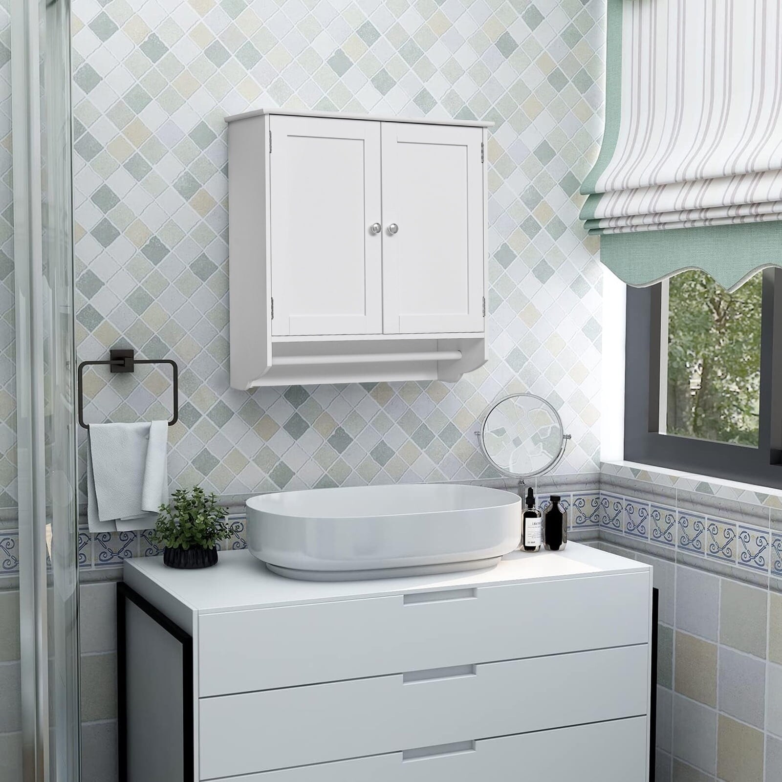 Over the toilet best sale cabinet with towel bar