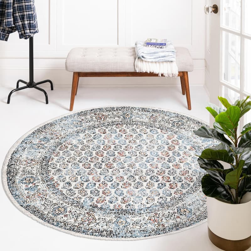 Contemporary Ariella Collection Area Rug - 10' Round - Multi