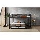 preview thumbnail 19 of 28, Twin over Full Size Metal Bunk Bed Frame with Iron Mesh Decor, L-Shaped Loft Bed with Underneath Platform Bed