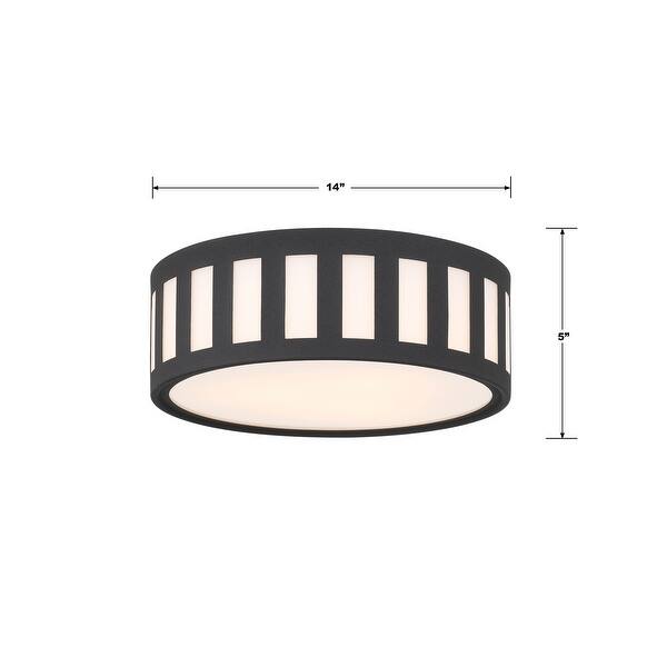 Kendal 3 Light Black Forged Ceiling Mount - 14"W x 5"H