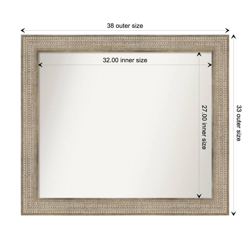 Trellis Silver Framed Non-Beveled Custom Wall Mirror, Bathroom Vanity Mirror - Outer Size: 38 x 33