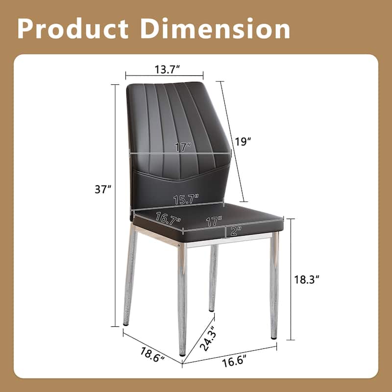 Faux Leather Dining Chairs Set, Modern Kitchen & Dining Room Chairs, Upholstered Faux Leather Side Chairs with Metal Legs
