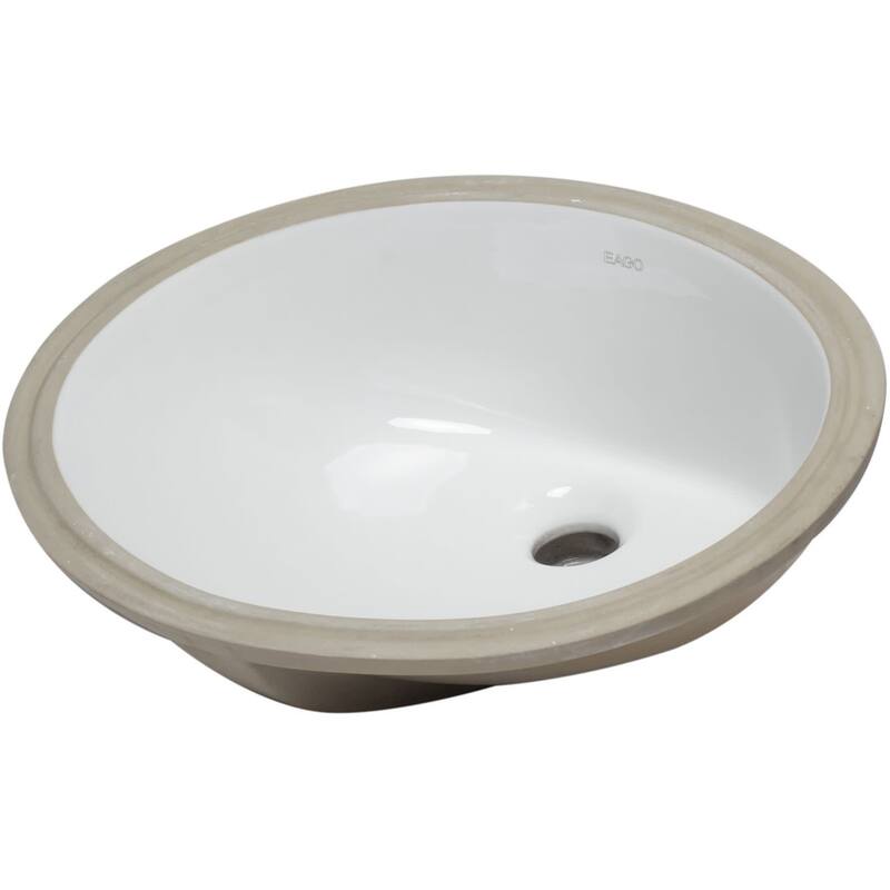 Eago 17-3/4" Undermount Bathroom Sink with Overflow - White