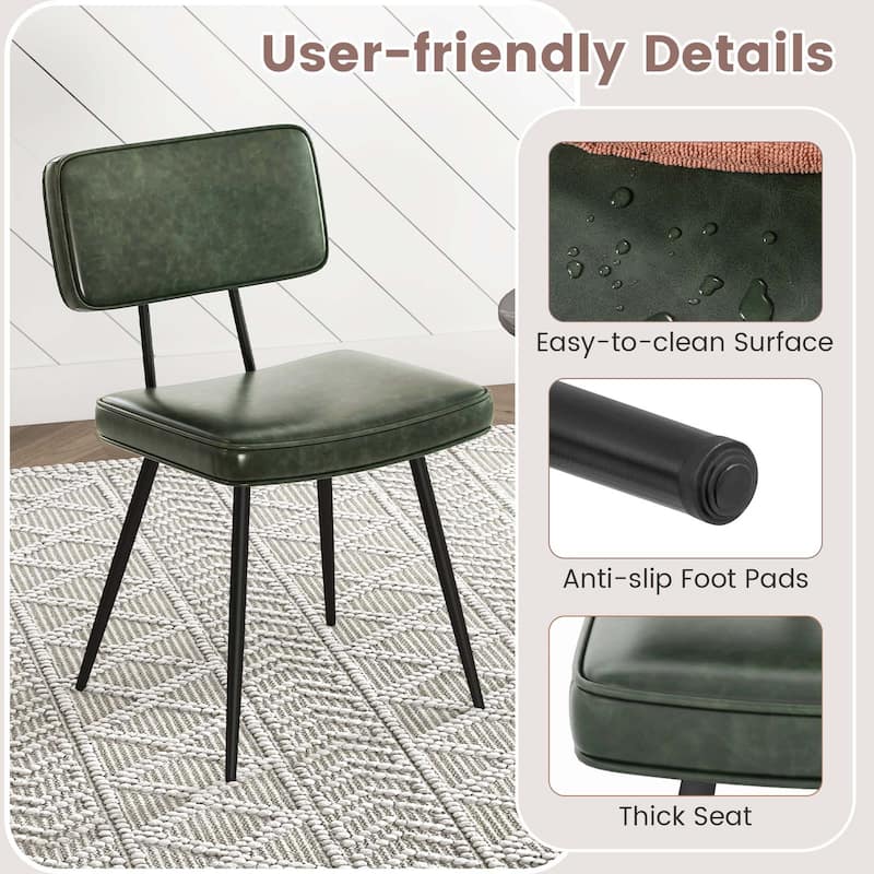 Set of 2 Upholstered Kitchen Chairs PU Leather Armless Side Chairs