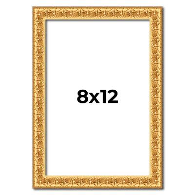 8x12 Frame Gold Real Wood Picture Frame Width 1 inches | Interior