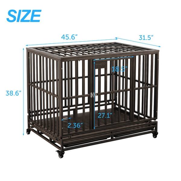 Ainfox 46 Inch Heavy Duty Dog Crate Single Door Double Latches Foldable