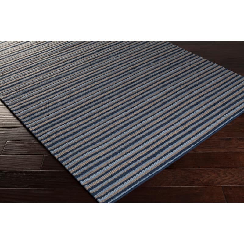 Hand-Woven Lothian Stripe Reversible Wool Area Rug