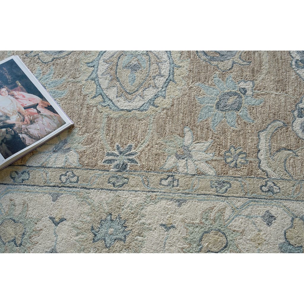 Exquisite Rugs Claremont Oushak Handmade Hand-tufted New Zealand Wool on Canvas Light Brown/Ivory Area Rug