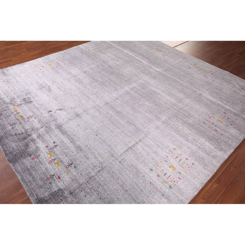 Tribal Gabbeh Indian Square Area Rug Silk Carpet - 7'9" X 8'2"