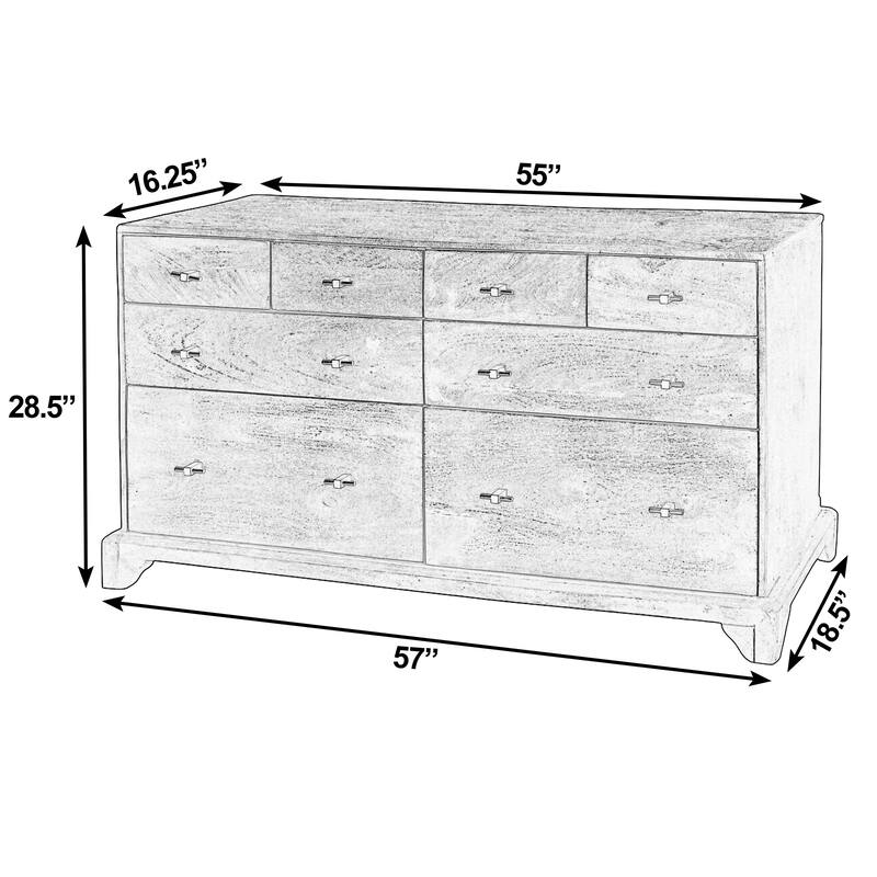 Faro 55 in. W Rectangular Wood 8 Drawer Dresser