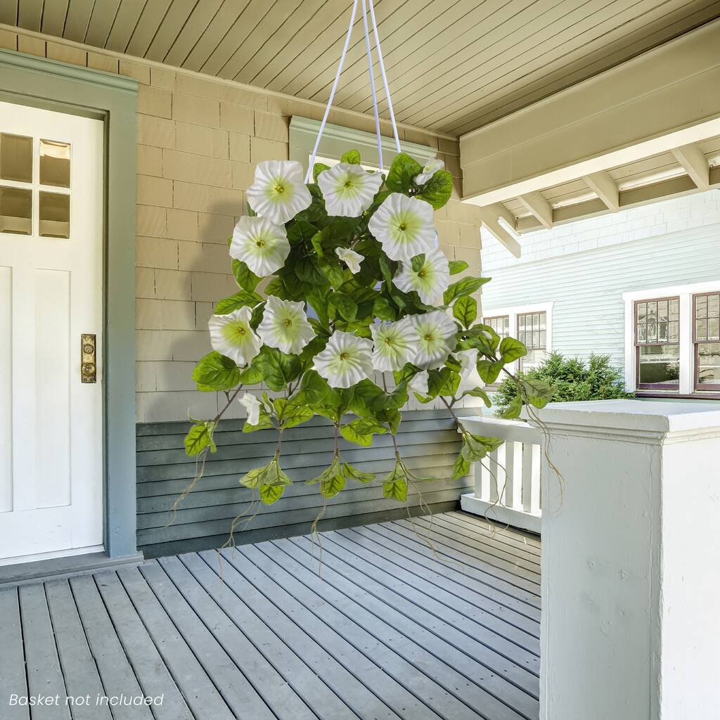 Artificial Petunia Floral Bush Spray - 20" - White