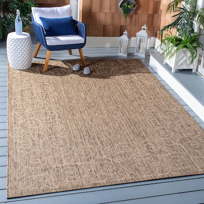 SAFAVIEH Courtyard Bobbye Scroll Indoor/ Outdoor Waterproof Patio Backyard Rug