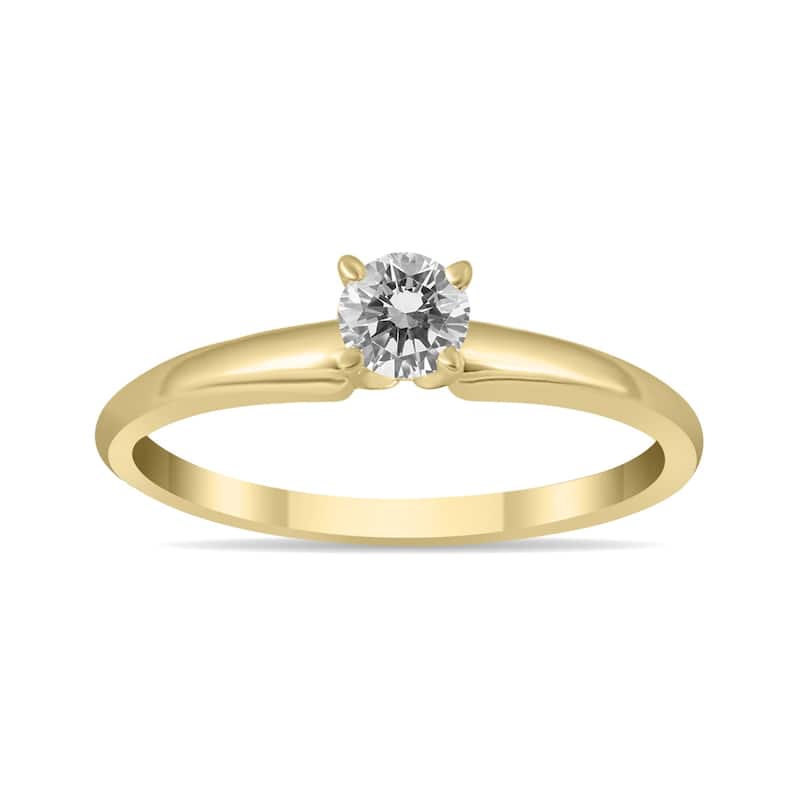 Marquee 1/7 Carat Round Diamond Solitaire Ring in 14K Yellow Gold
