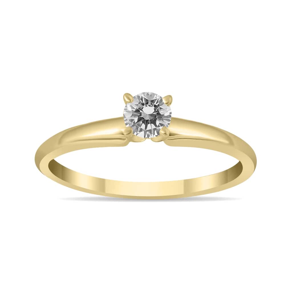 Marquee 1/7 Carat Round Diamond Solitaire Ring in 14K Yellow Gold