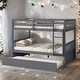preview thumbnail 1 of 10, Dark Grey Full over Full Bunk Beds with Twin Size Trundle, Convertible to 2 Beds for Bedroom