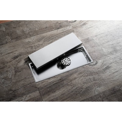 chrome 12 inch brass material shower drain with ABS base - 11.8 x 4.4