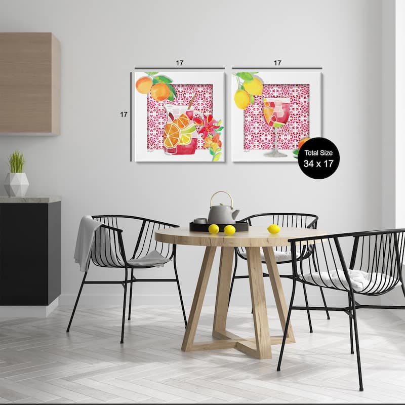 Stupell Sangria Pitcher & Glass Canvas Wall Art Design By Hillary Holt (Set of 2)