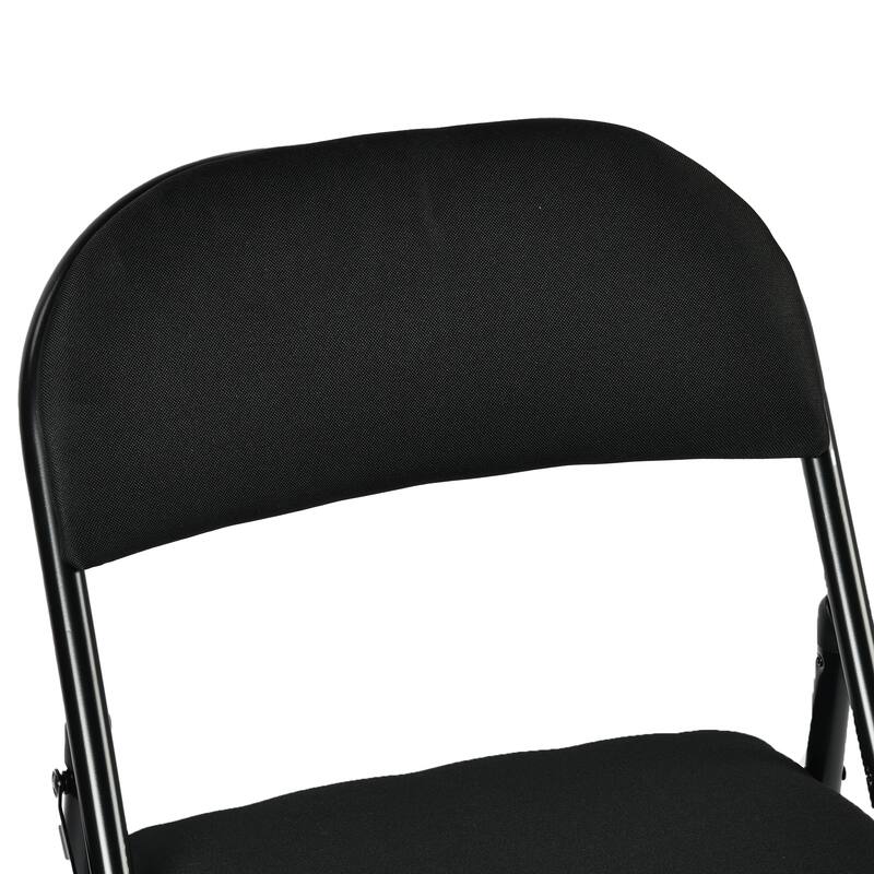 HomeRoots Set of Four Black Faux Leather and Steel Folding Chairs - 17.70 in. x 37.70 in. x 15.70 in.