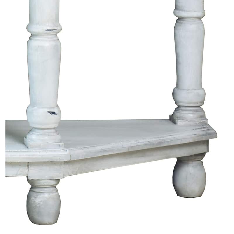 Shabby Chic Cottage 72in Vintage White and Salvage Brown Console Table - 16''W x 72''L x 37.5''H
