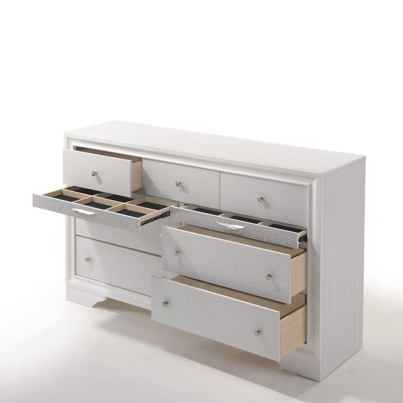Wood 9 Drawers Chest, Storage Dresser with Jewelry Drawer, No Assembly