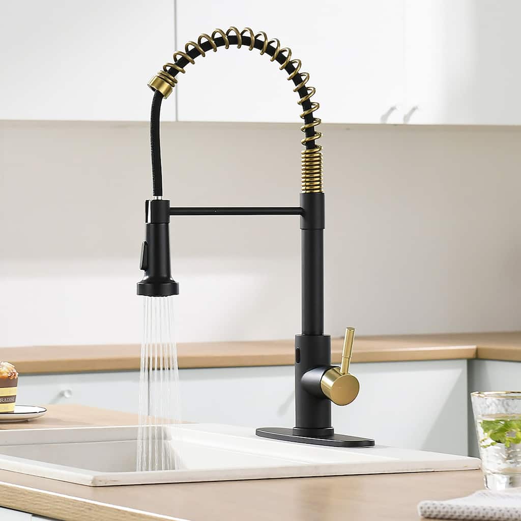 Single Handle Single Hole Matte Black Pull Down Kitchen Faucet - 19.8"*8.86"
