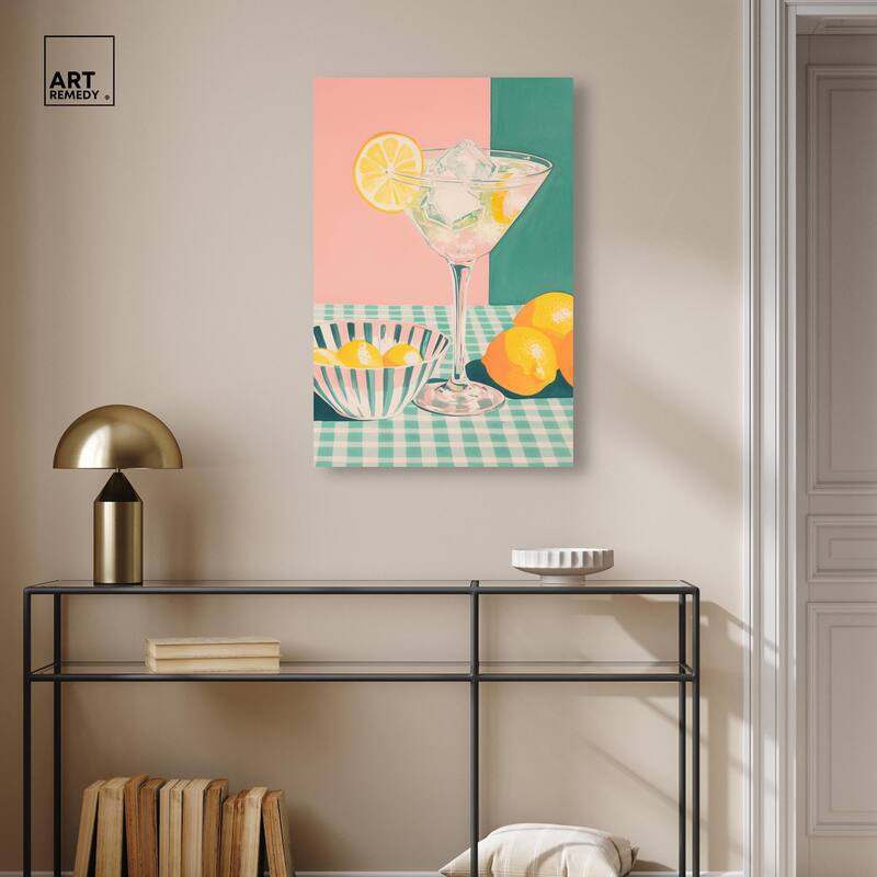 Lemon Slice Drink Canvas by Art Remedy, Gallery Wrapped