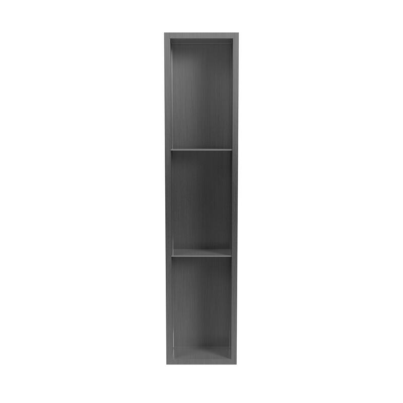 8-in x 36-in Ultra-thin Frame Recessed 3-Section Stainless Steel Shower Niche Gun Metal Black