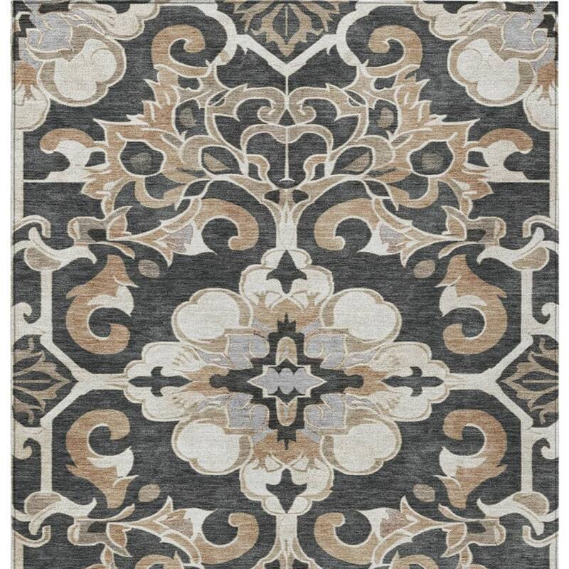 HomeRoots Damask Traditional Rectangle Outdoor Rug