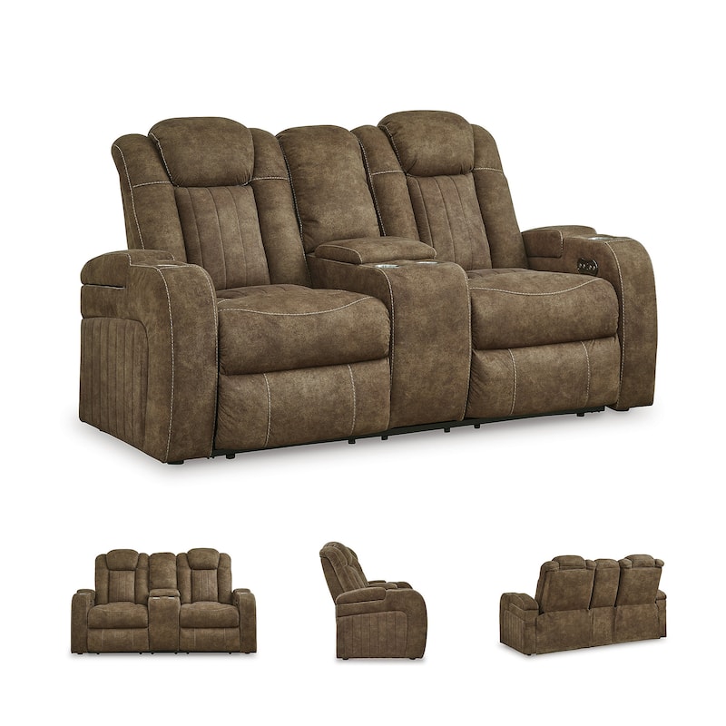 Signature Design by Ashley Wolfridge Brindle Power Reclining Loveseat - 75"W x 42"D x 42"H
