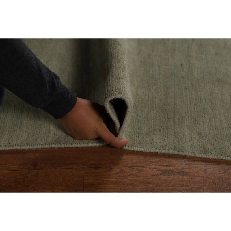 Modern Gabbeh Oriental Rug Handmade Green Wool Carpet - 4'11" x 6'5"